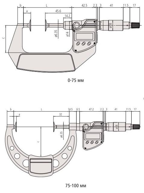 Микрометр Digimatic 369-250 Размеры микрометра Digimatic 369-250