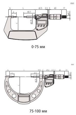 Микрометр Digimatic 331-251 Размеры микрометра Digimatic 331-251