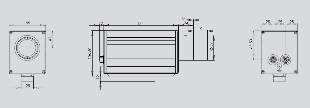 Габаритные размеры стационарного тепловизора PYROVIEW 380L compact